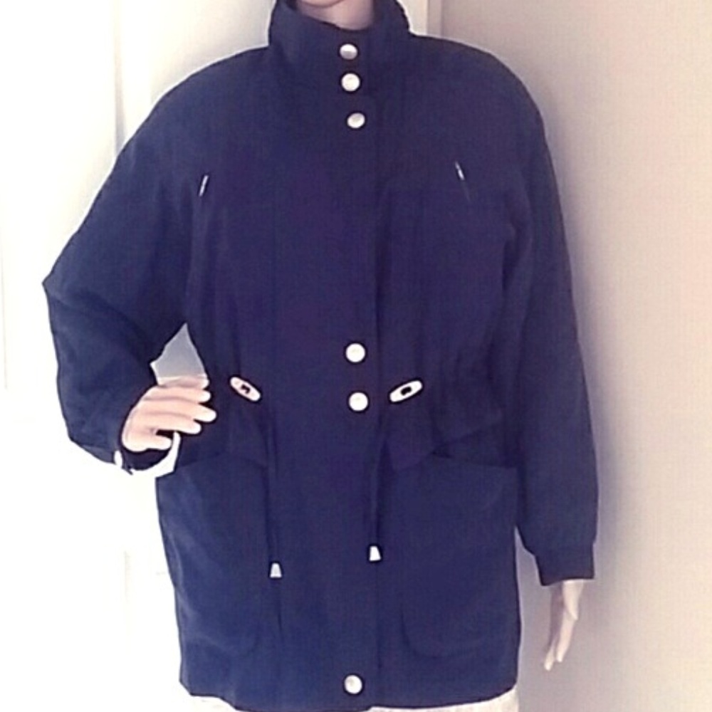 Navy Silky Feminine Lightweight Windbreaker